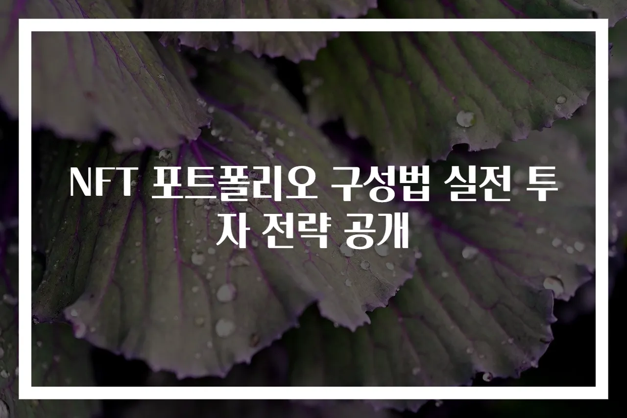 NFT 포트폴리오 구성법 실전 투자 전략 공개