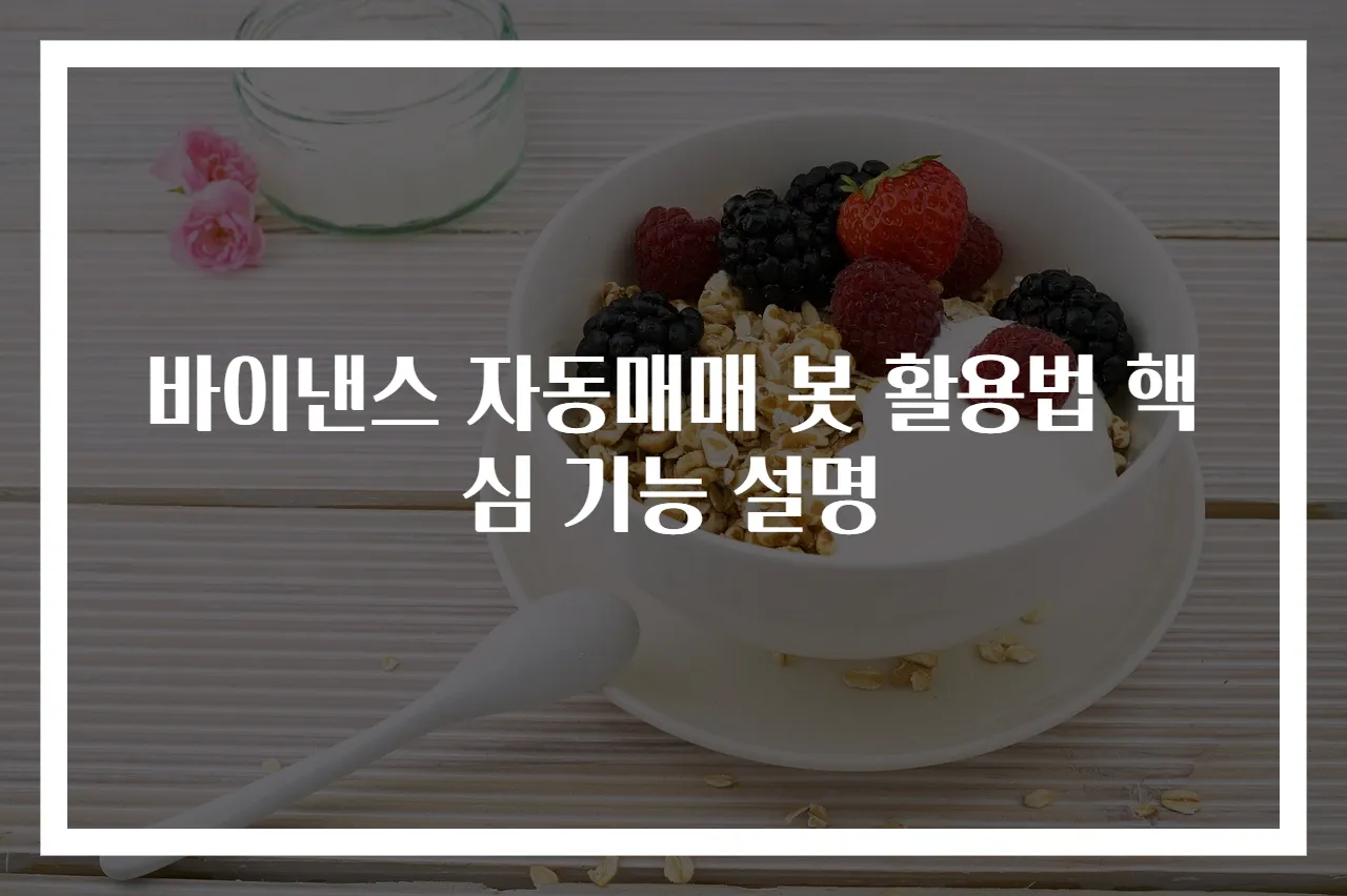 바이낸스 자동매매 봇 활용법 핵심 기능 설명