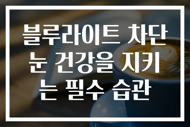 블루라이트 차단 눈 건강을 지키는 필수 습관