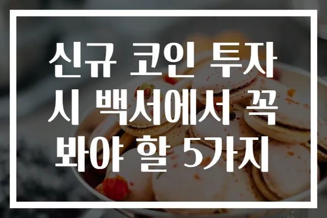 신규 코인 투자 시 백서에서 꼭 봐야 할 5가지