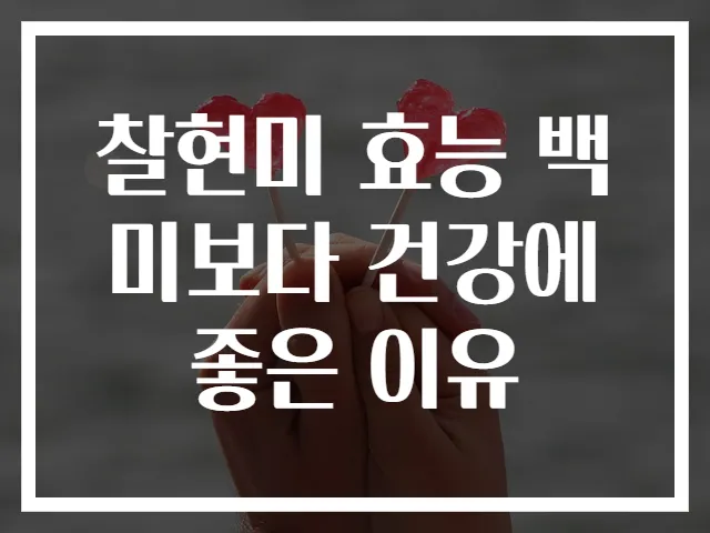 찰현미 효능 백미보다 건강에 좋은 이유