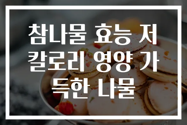 참나물 효능 저칼로리 영양 가득한 나물