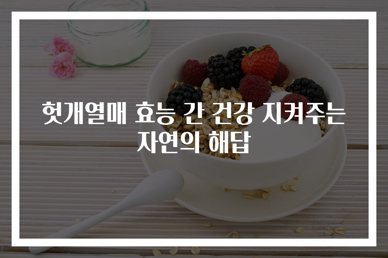 헛개열매 효능 간 건강 지켜주는 자연의 해답