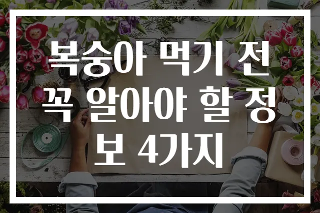 복숭아 먹기 전 꼭 알아야 할 정보 4가지