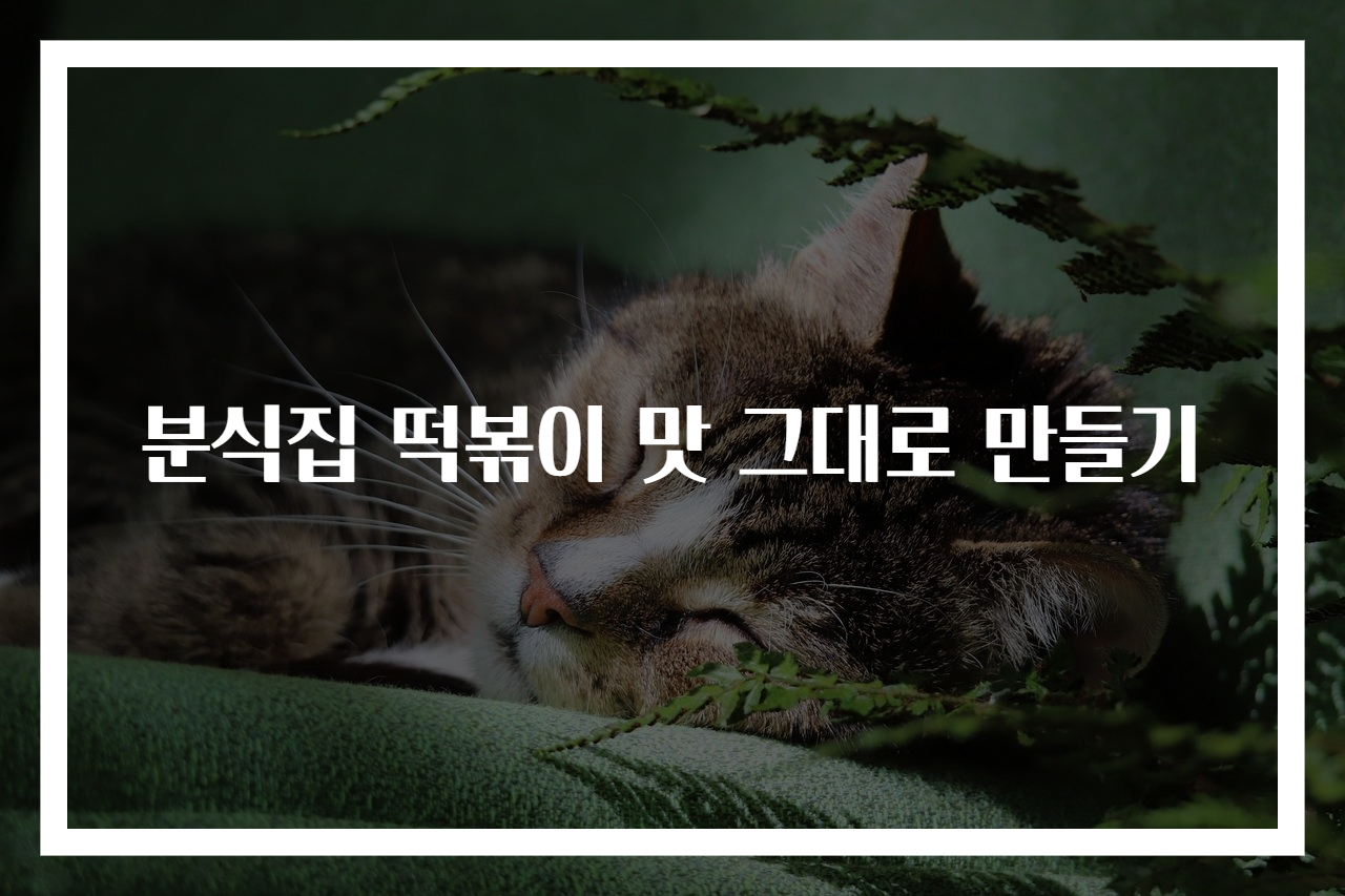 분식집 떡볶이 맛 그대로 만들기