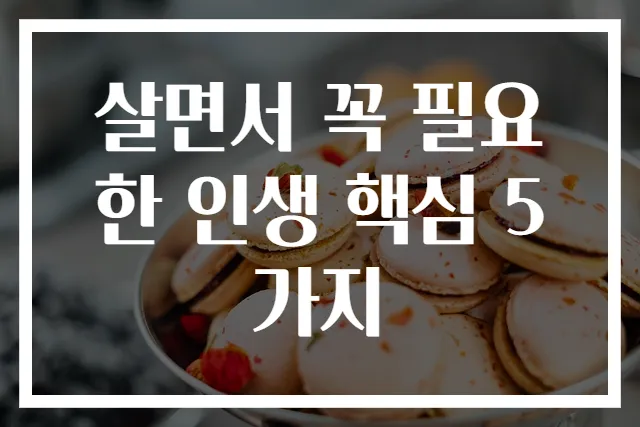 살면서 꼭 필요한 인생 핵심 5가지