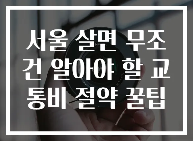 서울 살면 무조건 알아야 할 교통비 절약 꿀팁