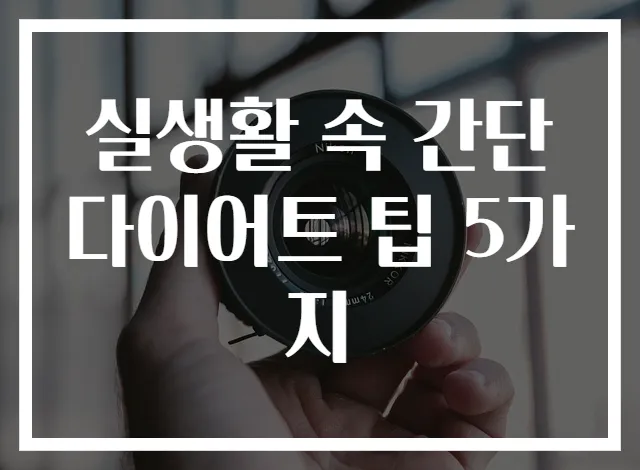 실생활 속 간단 다이어트 팁 5가지