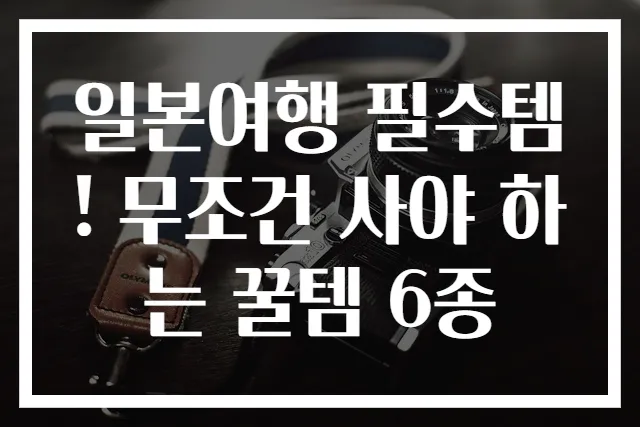 일본여행 필수템! 무조건 사야 하는 꿀템 6종