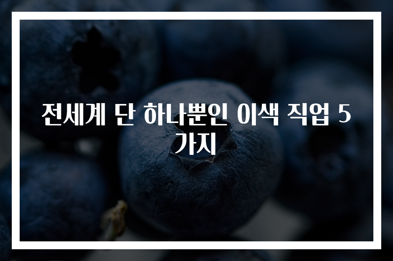 전세계 단 하나뿐인 이색 직업 5가지