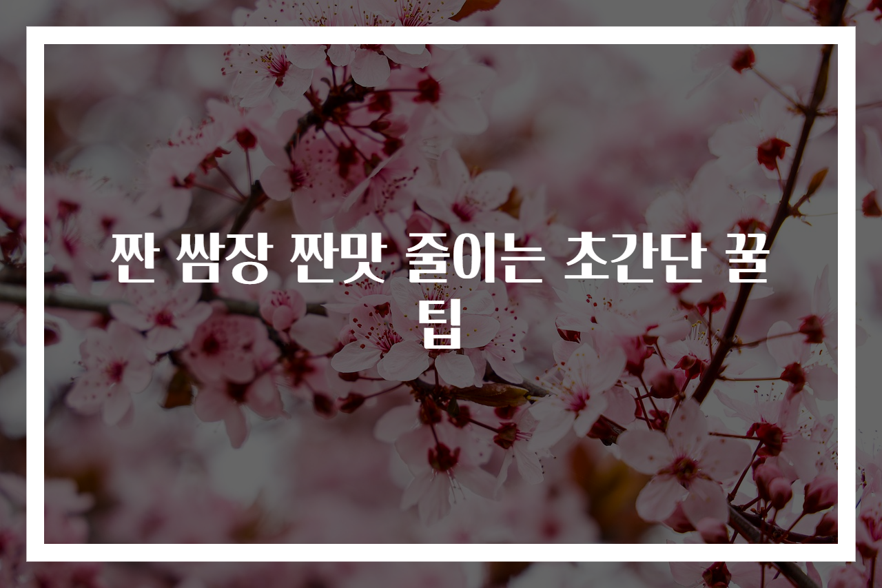 짠 쌈장 짠맛 줄이는 초간단 꿀팁