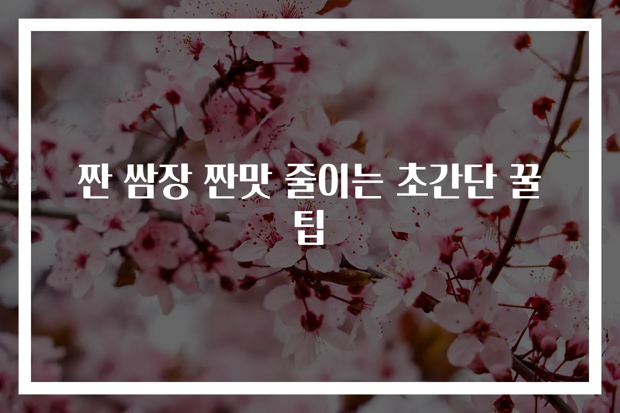 짠 쌈장 짠맛 줄이는 초간단 꿀팁