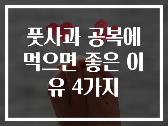 풋사과 공복에 먹으면 좋은 이유 4가지