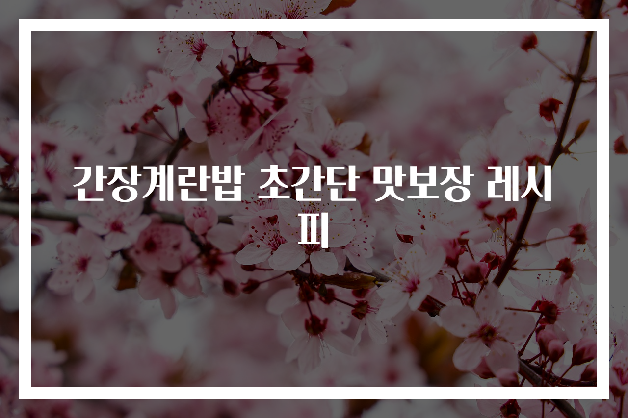 간장계란밥 초간단 맛보장 레시피