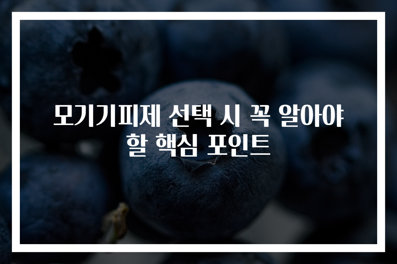 모기기피제 선택 시 꼭 알아야 할 핵심 포인트