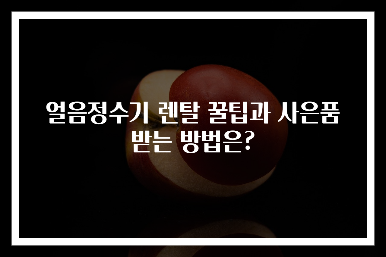 얼음정수기 렌탈 꿀팁과 사은품 받는 방법은?