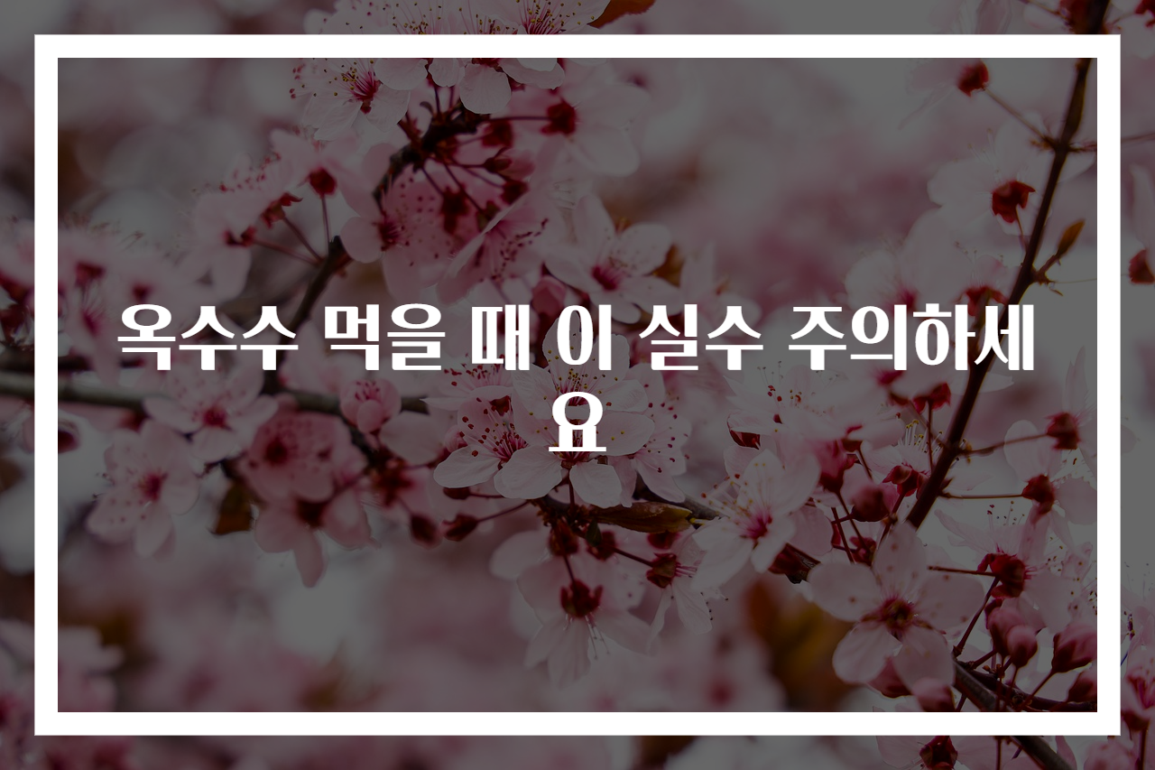 옥수수 먹을 때 이 실수 주의하세요