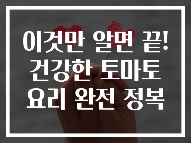 이것만 알면 끝! 건강한 토마토요리 완전 정복