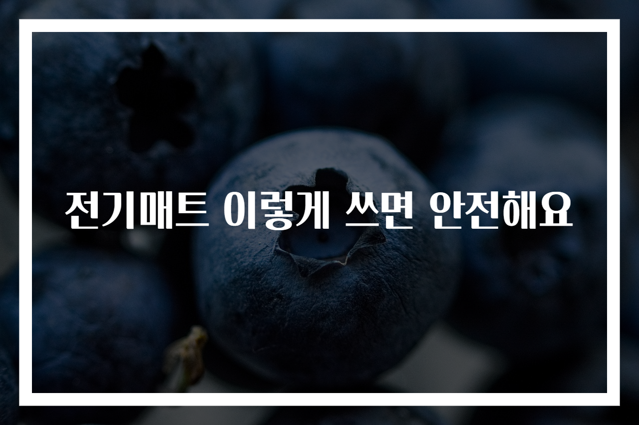 전기매트 이렇게 쓰면 안전해요
