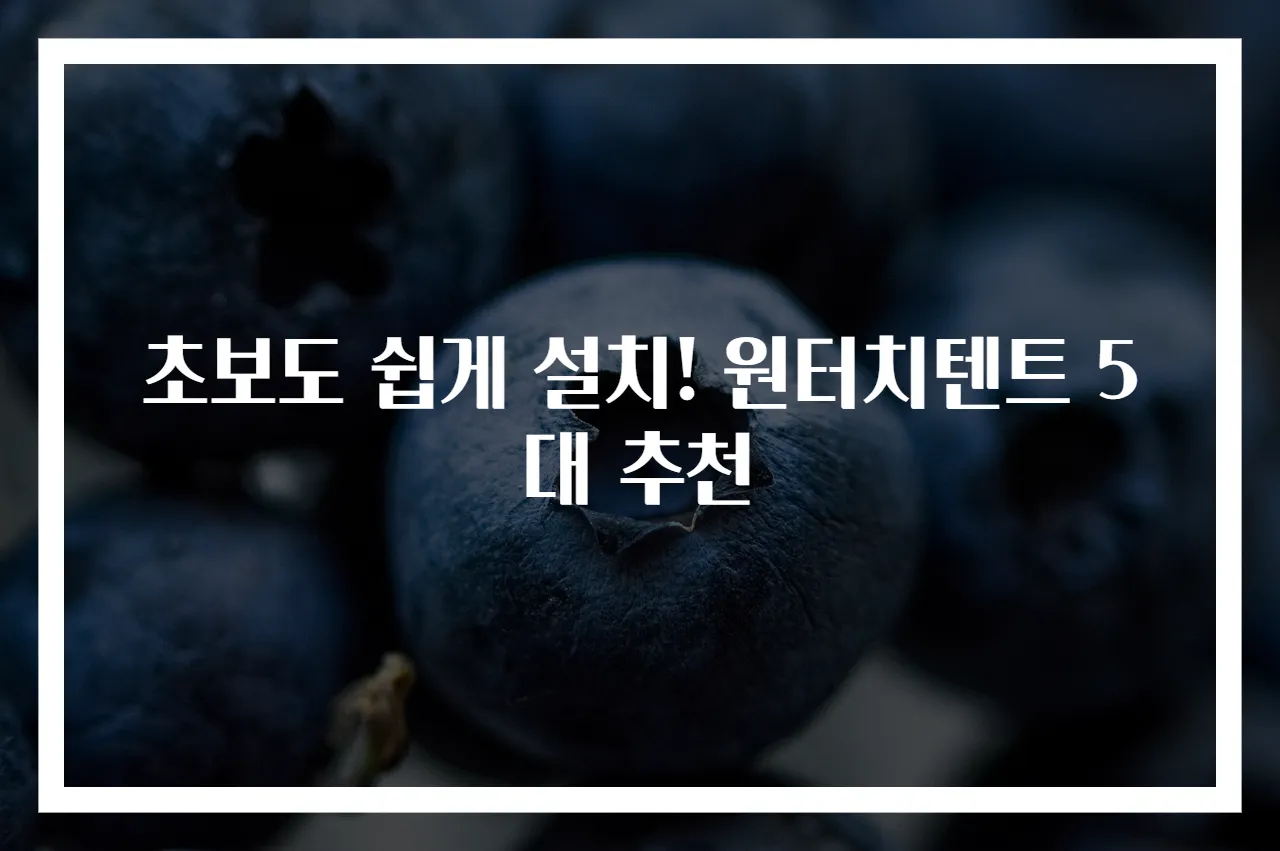 초보도 쉽게 설치! 원터치텐트 5대 추천
