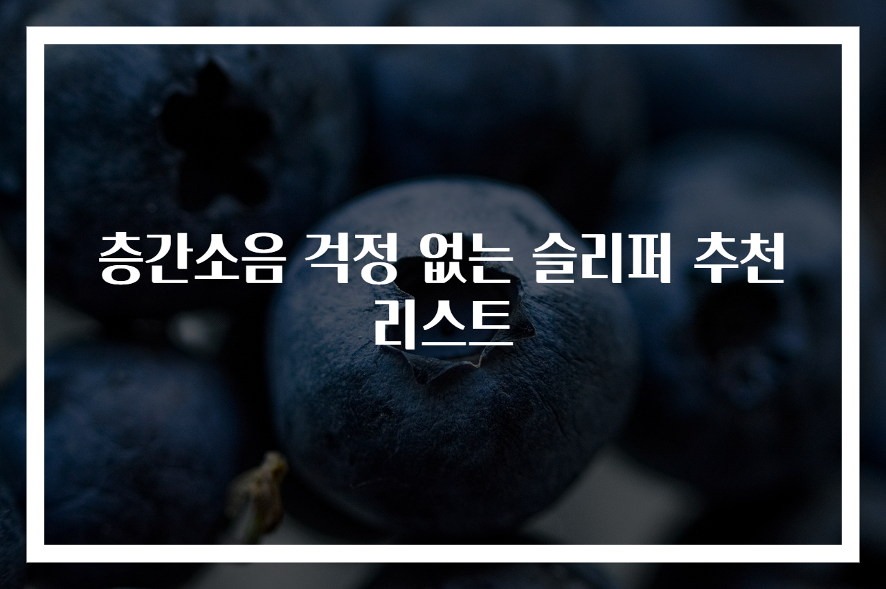 층간소음 걱정 없는 슬리퍼 추천 리스트