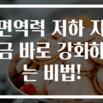 면역력 저하 지금 바로 강화하는 비법!