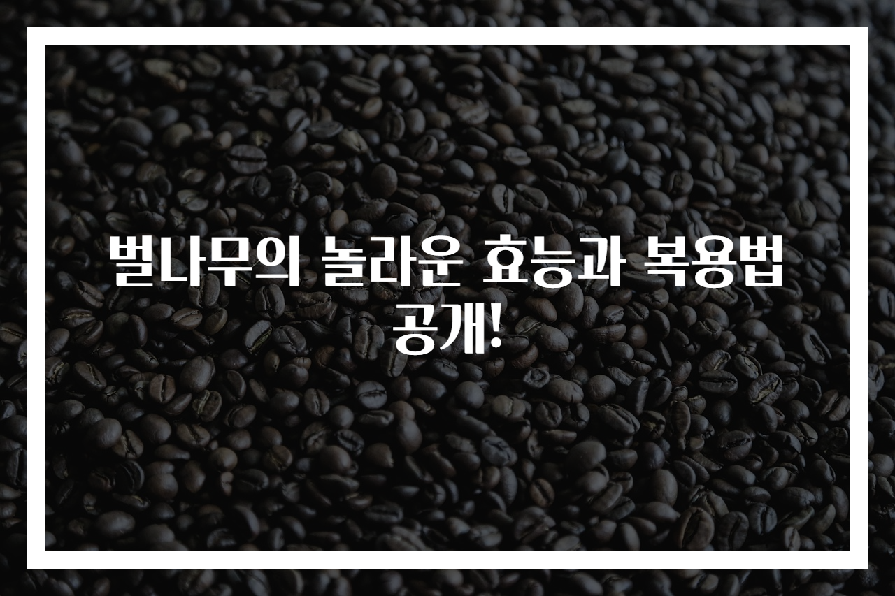 벌나무의 놀라운 효능과 복용법 공개!