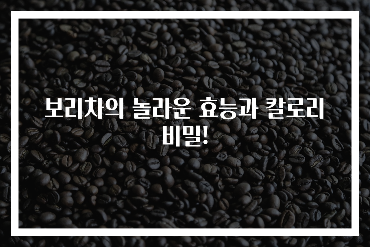 보리차의 놀라운 효능과 칼로리 비밀!