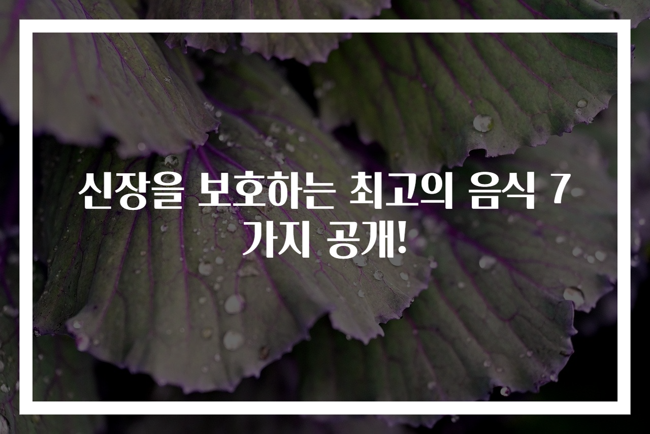 신장을 보호하는 최고의 음식 7가지 공개!