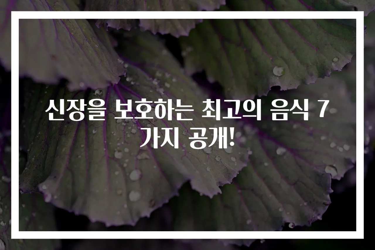 신장을 보호하는 최고의 음식 7가지 공개!