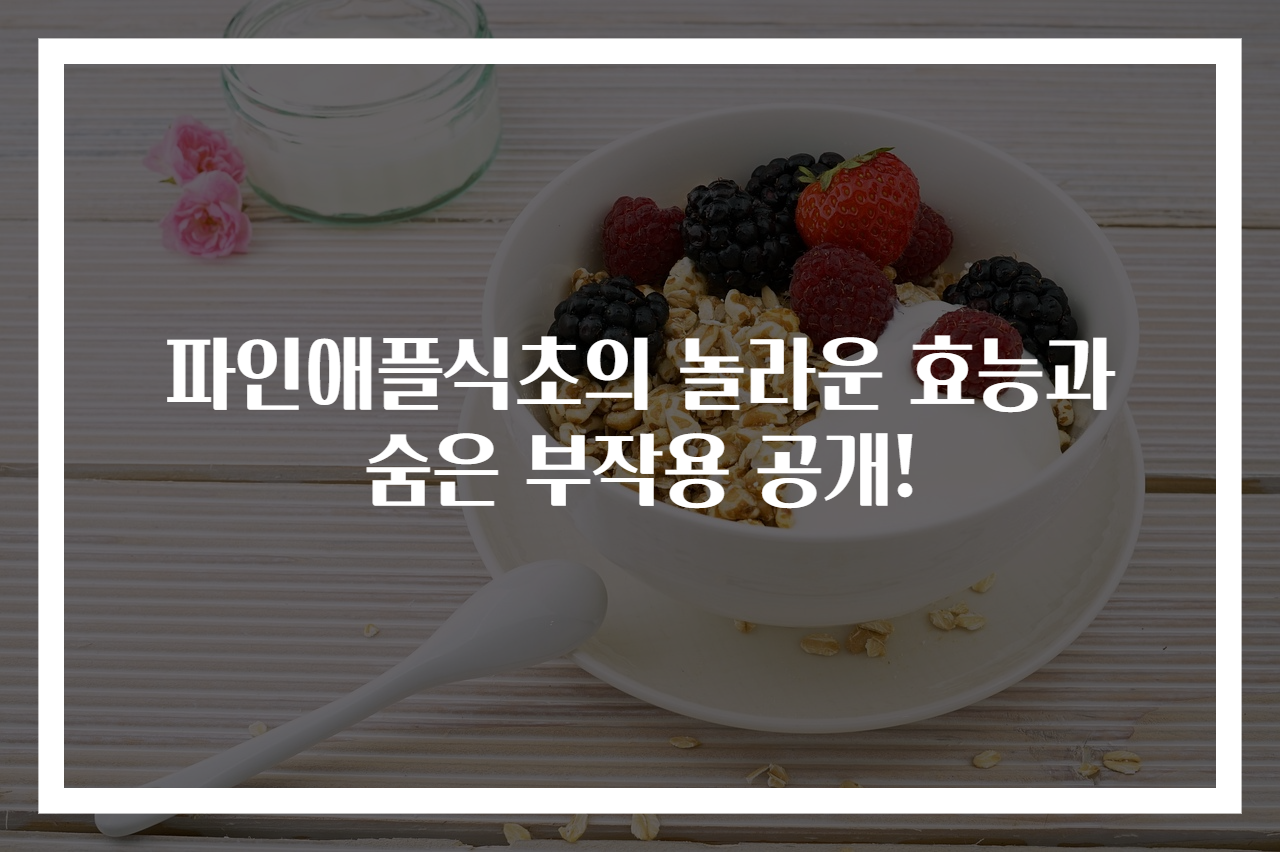 파인애플식초의 놀라운 효능과 숨은 부작용 공개!