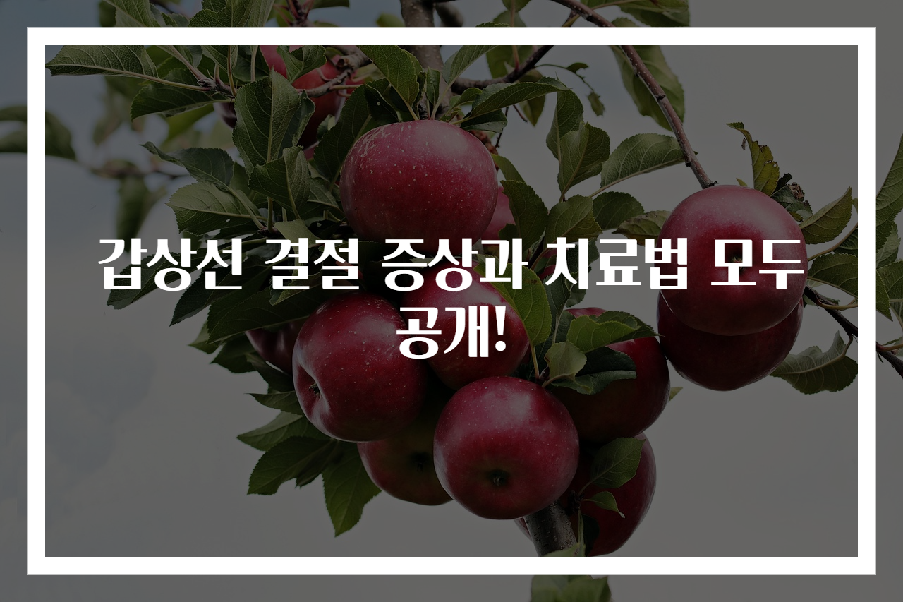 갑상선 결절 증상과 치료법 모두 공개!