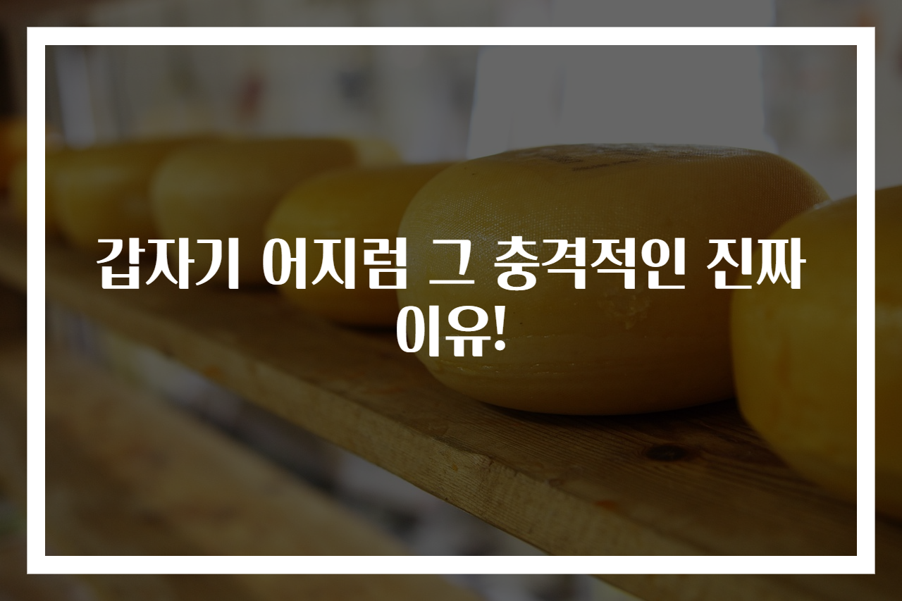갑자기 어지럼 그 충격적인 진짜 이유!