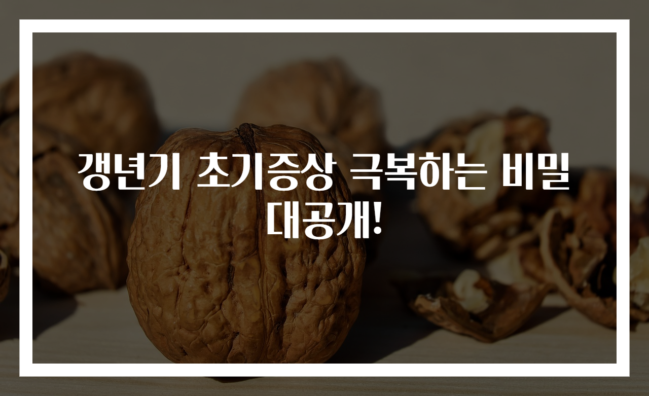 갱년기 초기증상 극복하는 비밀 대공개!