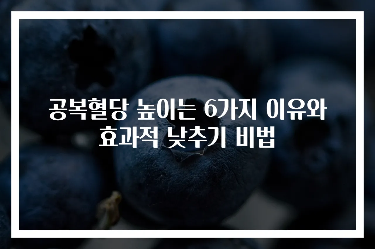 공복혈당 높이는 6가지 이유와 효과적 낮추기 비법