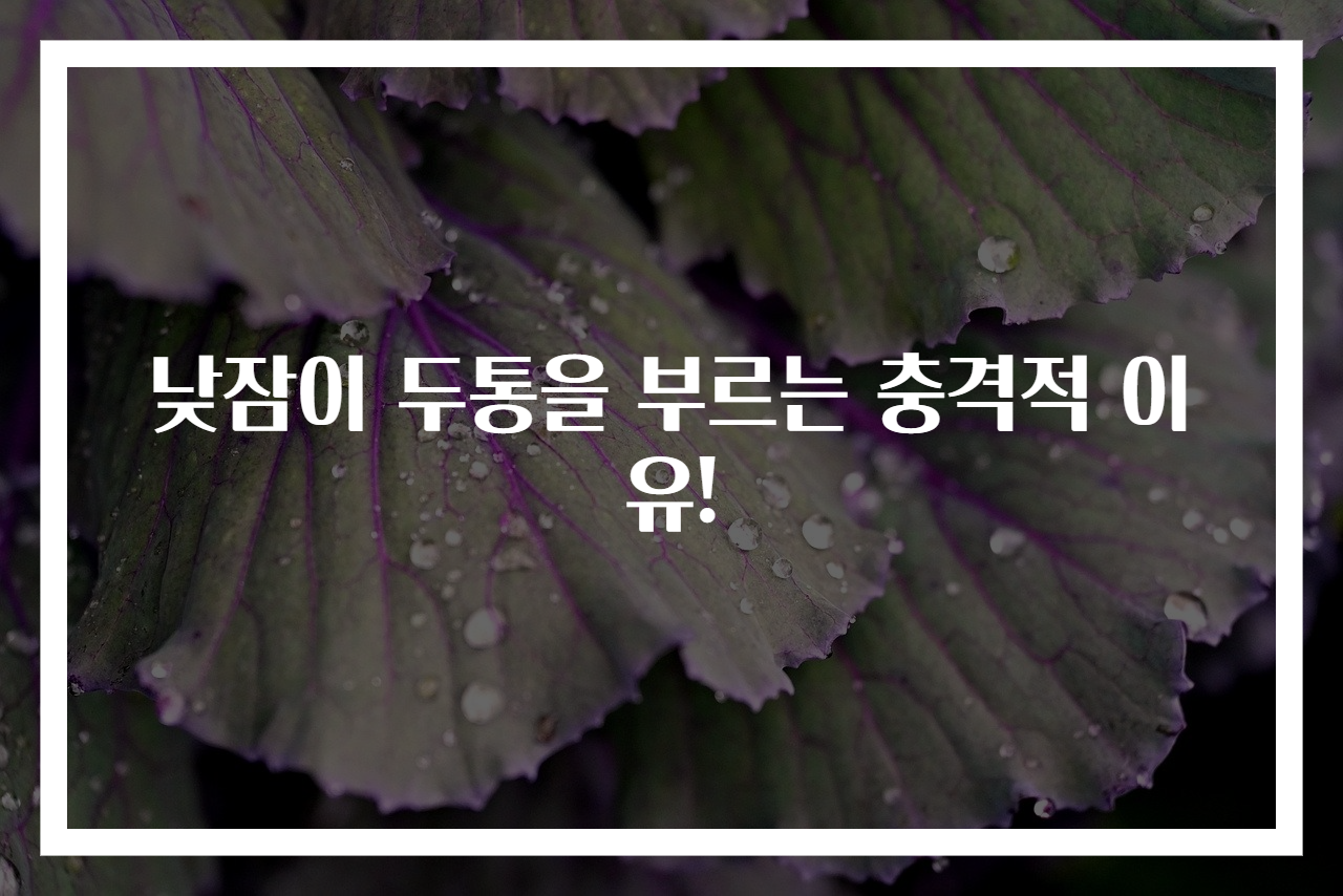 낮잠이 두통을 부르는 충격적 이유!