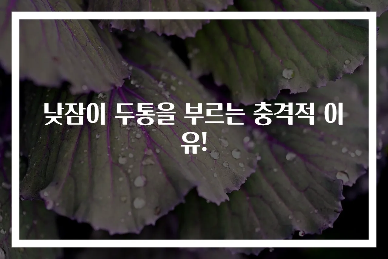 낮잠이 두통을 부르는 충격적 이유!