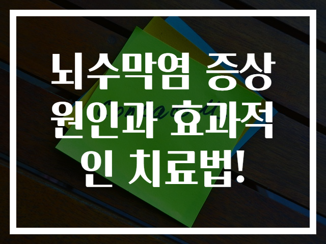 뇌수막염 증상원인과 효과적인 치료법!