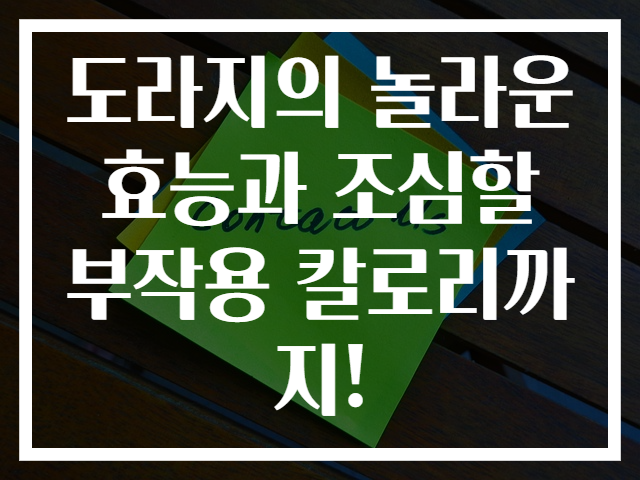 도라지의 놀라운 효능과 조심할 부작용 칼로리까지!