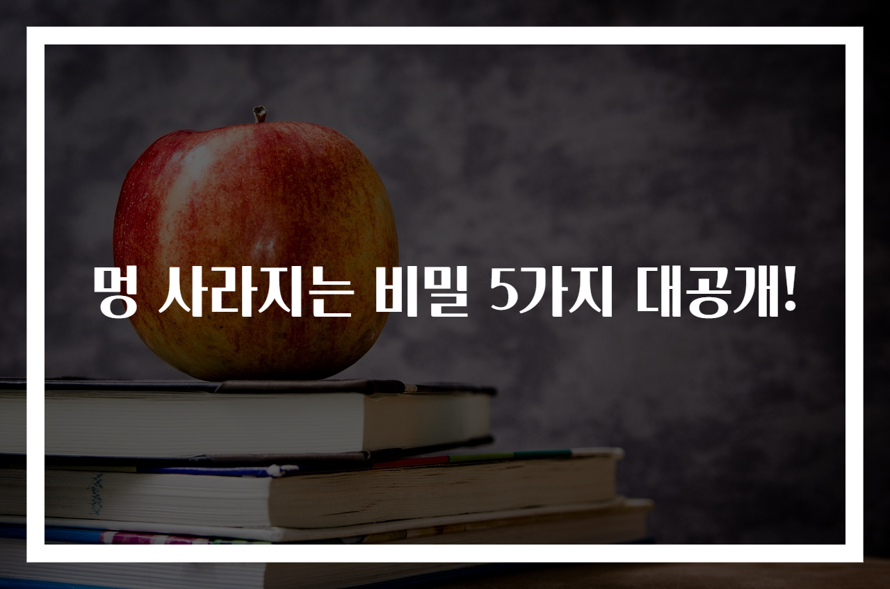 멍 사라지는 비밀 5가지 대공개!