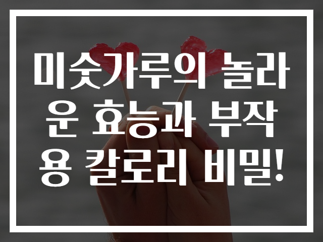 미숫가루의 놀라운 효능과 부작용 칼로리 비밀!