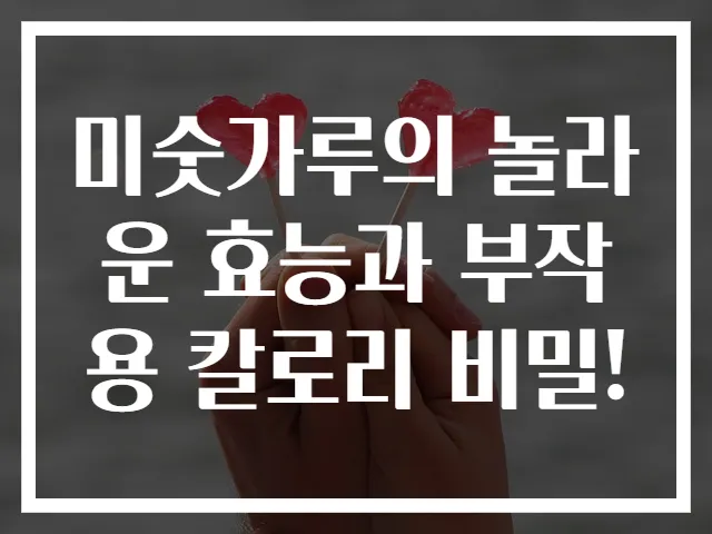 미숫가루의 놀라운 효능과 부작용 칼로리 비밀!