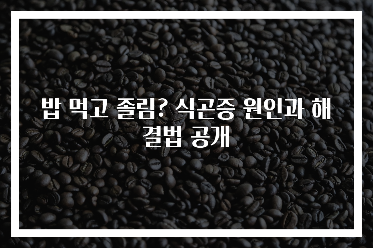 밥 먹고 졸림? 식곤증 원인과 해결법 공개