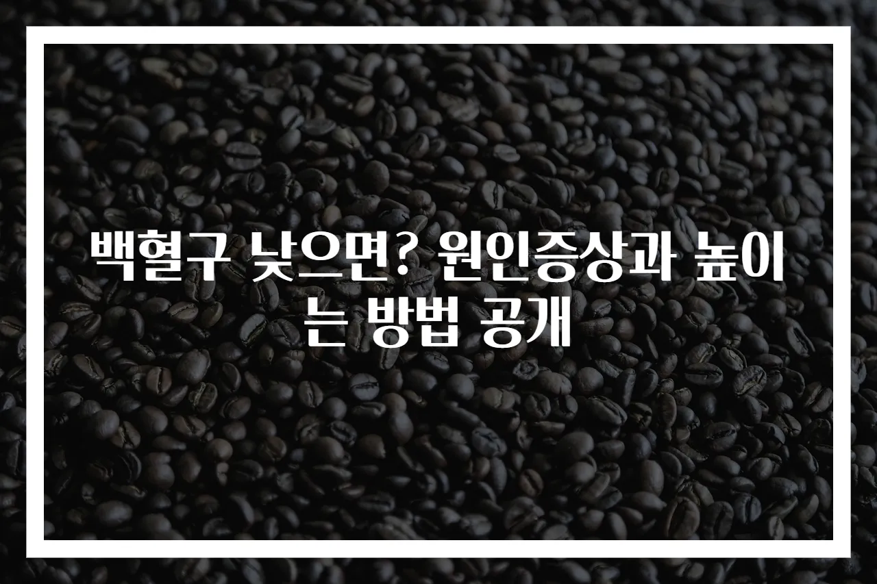 백혈구 낮으면? 원인증상과 높이는 방법 공개
