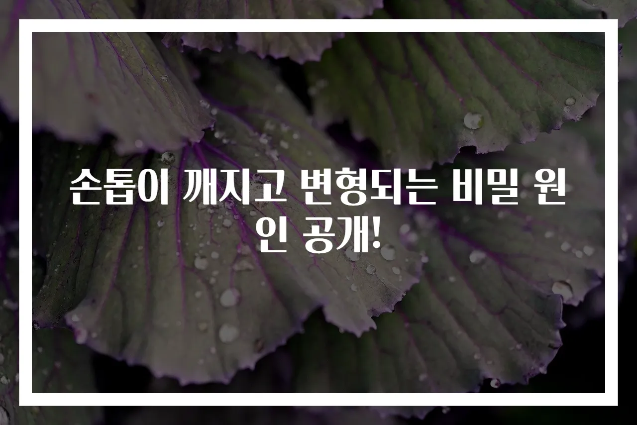 손톱이 깨지고 변형되는 비밀 원인 공개!