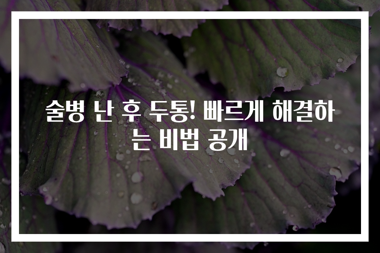 술병 난 후 두통! 빠르게 해결하는 비법 공개