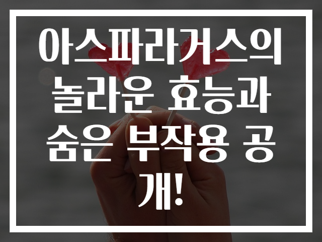 아스파라거스의 놀라운 효능과 숨은 부작용 공개!