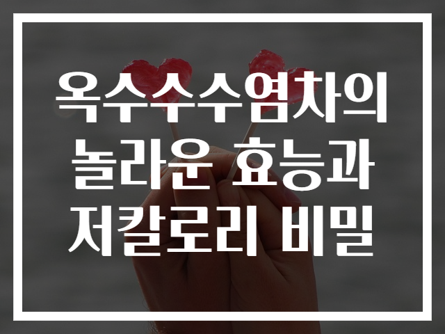 옥수수수염차의 놀라운 효능과 저칼로리 비밀