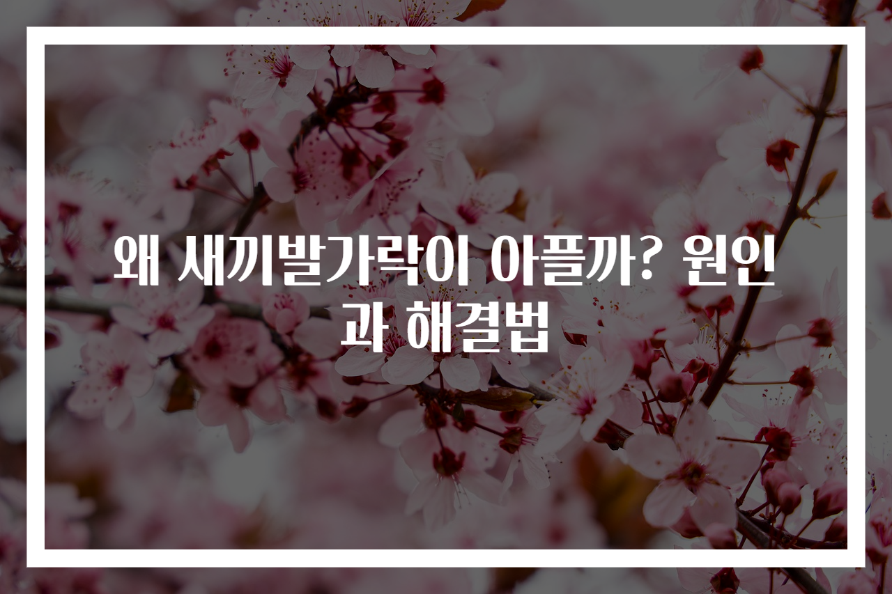 왜 새끼발가락이 아플까? 원인과 해결법