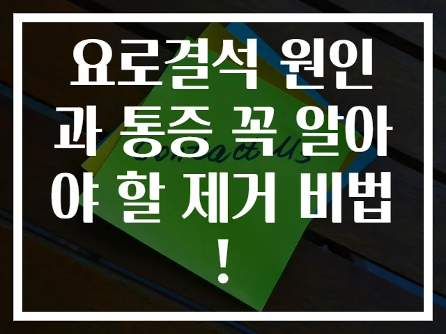 요로결석 원인과 통증 꼭 알아야 할 제거 비법!